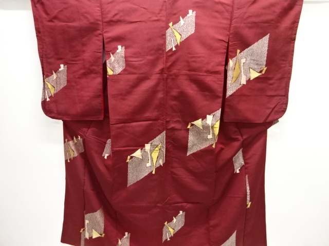 JAPANESE KIMONO / ANTIQUE OMESHI / TAISHO ROMAN STYLE / WOVEN ABSTRACT PATTERN